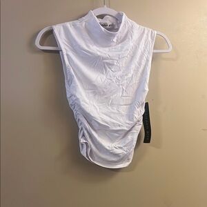 Madden Girl White Ruched Sleeveless Bodysuit